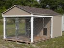 8x14 Double Dog Kennel with Clay Siding and White Trim