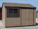 10x12 Peak Shed with Java Brown Vinyl Siding, Dark Brown Trim, and Shingle Roof