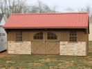 Pine Creek 12x20 Providence Carriage House with Mushroom stained walls and trim, and an Red metal roof